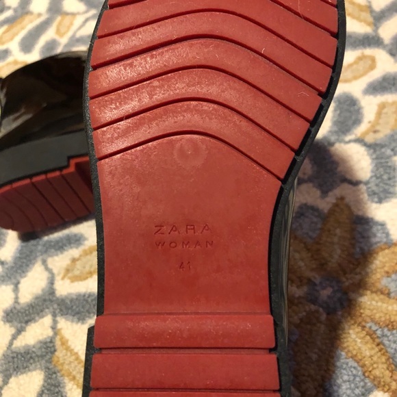 Zara Black Patent Ankle Boots with Zipper - Picture 8 of 8